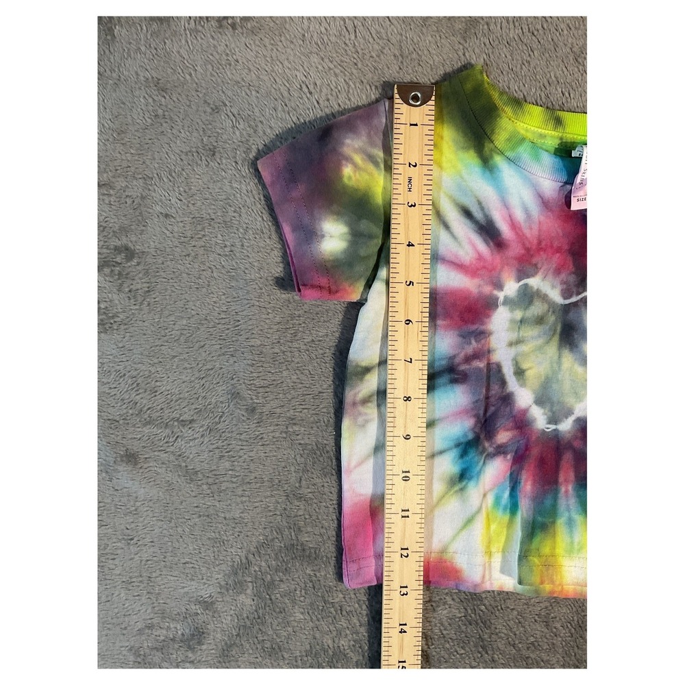 Rabbit Skins Tie Dye Heart T-Shirt Multicolor Size 2 - Picture 4 of 6